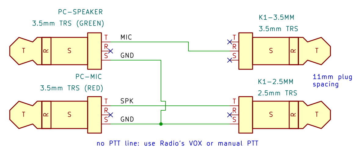 Baofeng K1 direct to computer audio cable schematic