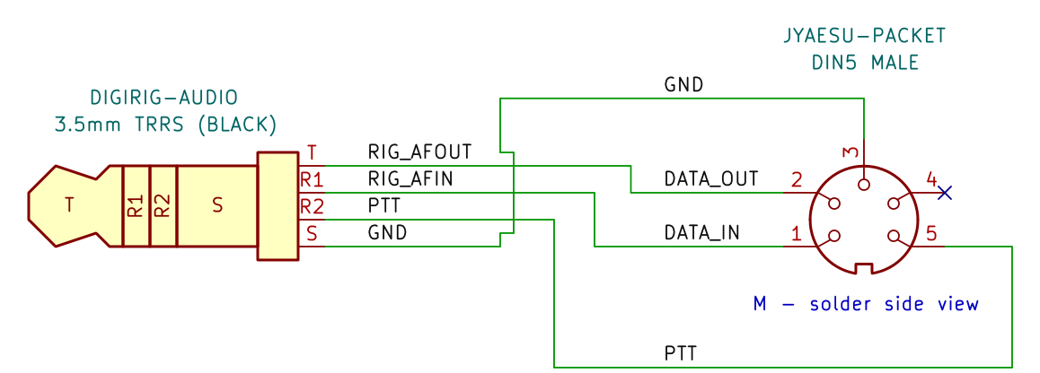 Yaesu DIN5 Digirig audio cable schematic
